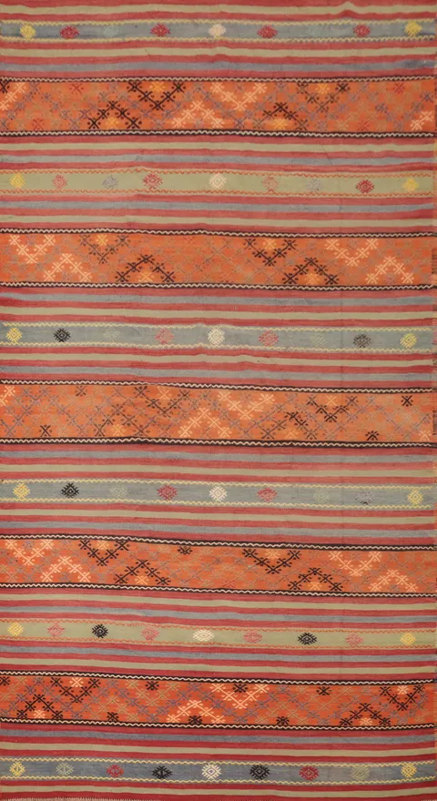Vegetable Dye Kilim Turkish Area Rug 6x11