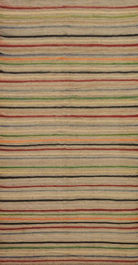 Elegant Striped Kilim Area Rug 6x11 for Modern Living