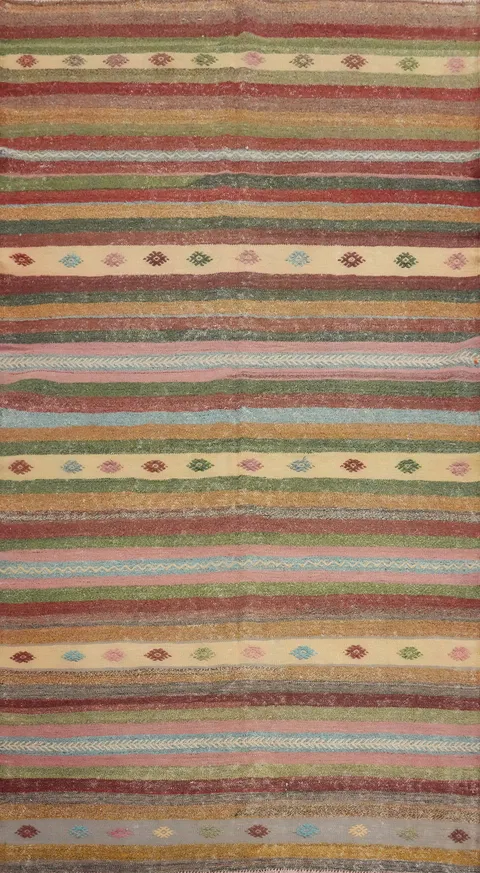Vegetable Dye Kilim Turkish Area Rug 5x9