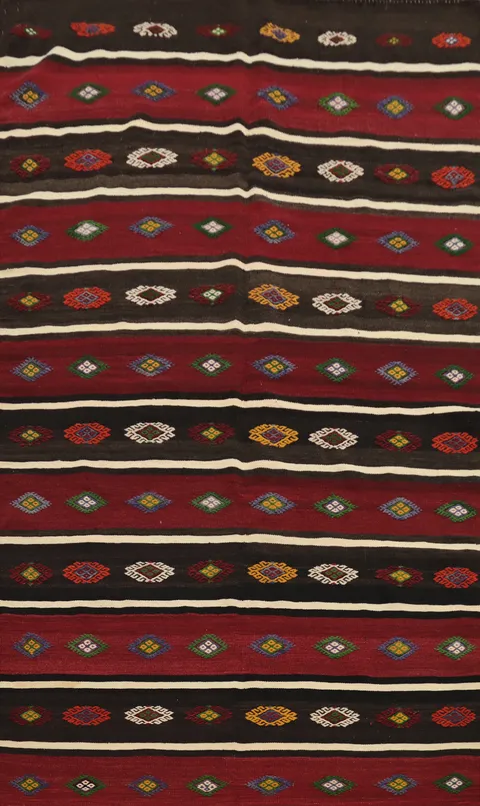 Vegetable Dye Kilim Turkish Area Rug 6x8