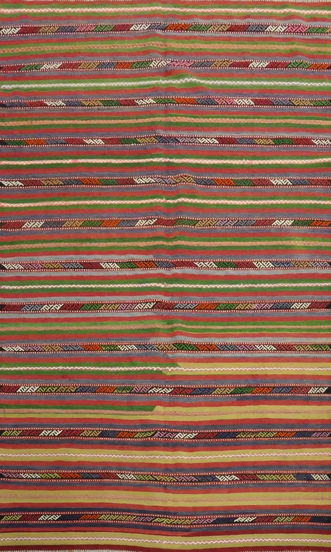 Vibrant Stripes Textile Art Kilim Area Rug 5x8 for Home Decor