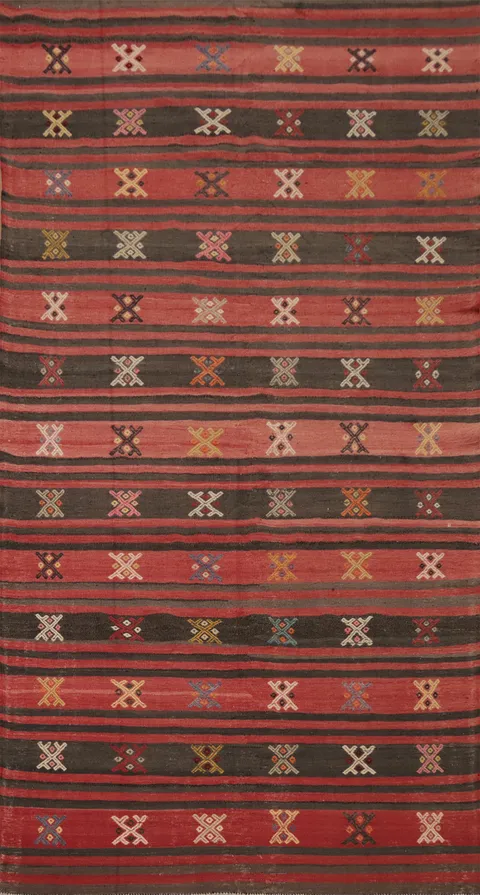 Striped Kilim Vegetable Dye Area Rug 5x9