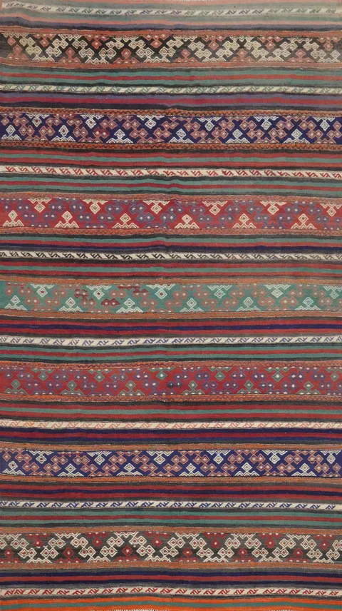 Vegetable Dye Kilim Turkish Area Rug 5x10