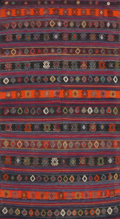 Vegetable Dye Kilim Flat Weave Wool Area Rug 5x10