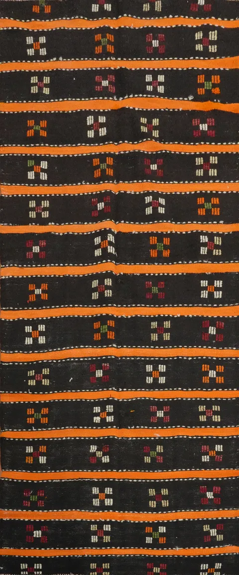 Ethnic Kilim Runner Rug 4x10 with Colorful Geometric Patterns