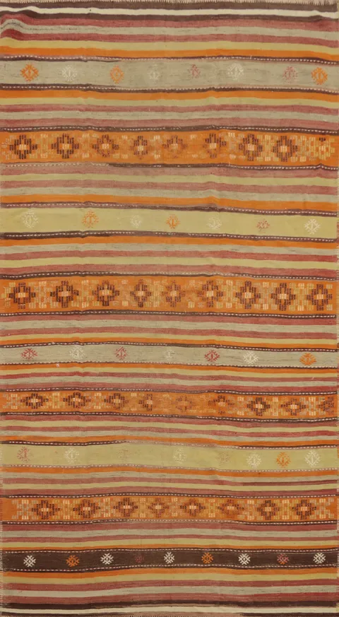 Vegetable Dye Kilim Turkish Area Rug 5x10