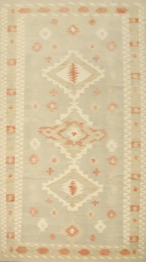Vegetable Dye Geometric Kilim Handwoven Area Rug 5x8