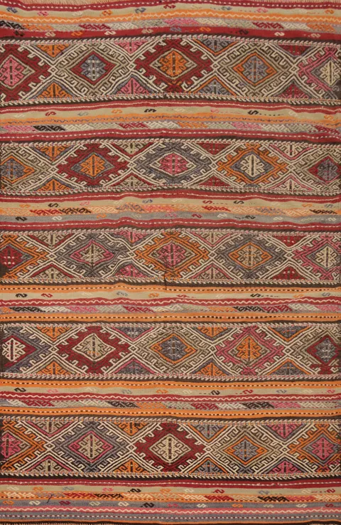 Vegetable Dye Kilim Turkish Area Rug 6x8