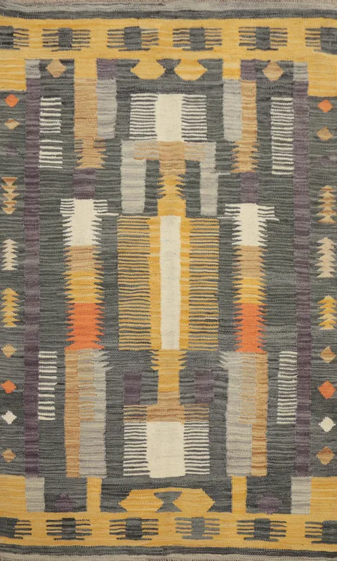 Vegetable Dye Tribal Wool Kilim Handwoven Rug 3x5