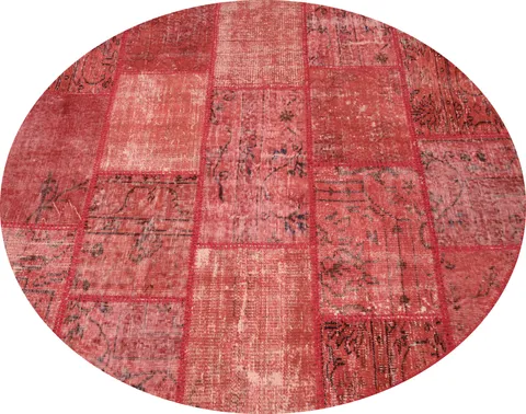 Distressed Modern Patchwork Round Area Rug 5x5
