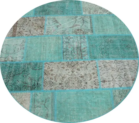 Turquoise Patchwork Round Area Rug 5x5 for a Chic Living Room