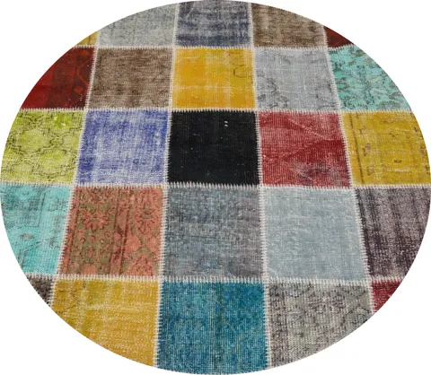 Vibrant Patchwork Round Area Rug 5x5 for a Splash of Colorful Elegance