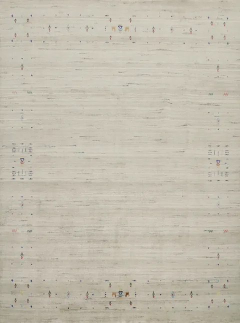 Elegant Minimalist Gabbeh Area Rug 8x8 with Subtle Accent Details
