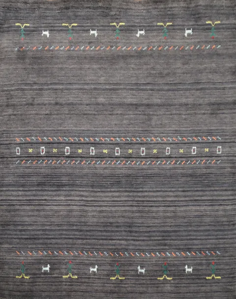 Rustic Charm Gray Gabbeh Rug 5x5 in Subtle Earthy Tones