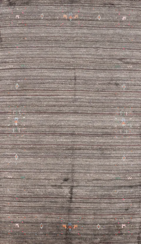 Sleek Gabbeh Area Rug 5x8 Highlighting Discreet Tribal Patterns