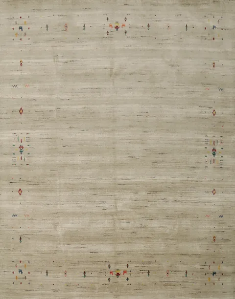 Elegant Minimalist Gabbeh Area Rug 8x8 with Subtle Tribal Accents