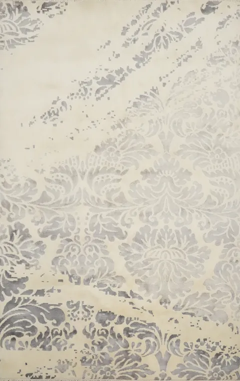 Elegant Damask Inspired Nepalese Area Rug 5x8 for Timeless Home Decor