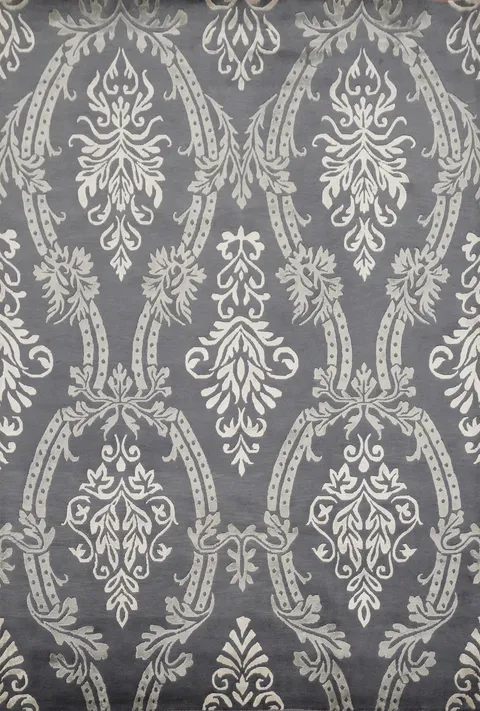 Luxurious Nepalese Area Rug 6x8 with Intricate Damask Pattern