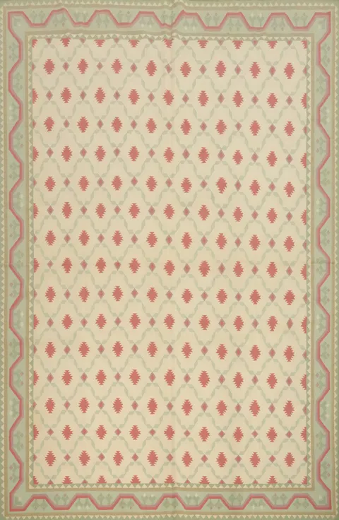 Trellis Wool Scandinavian Kilim Large Rug 13x17