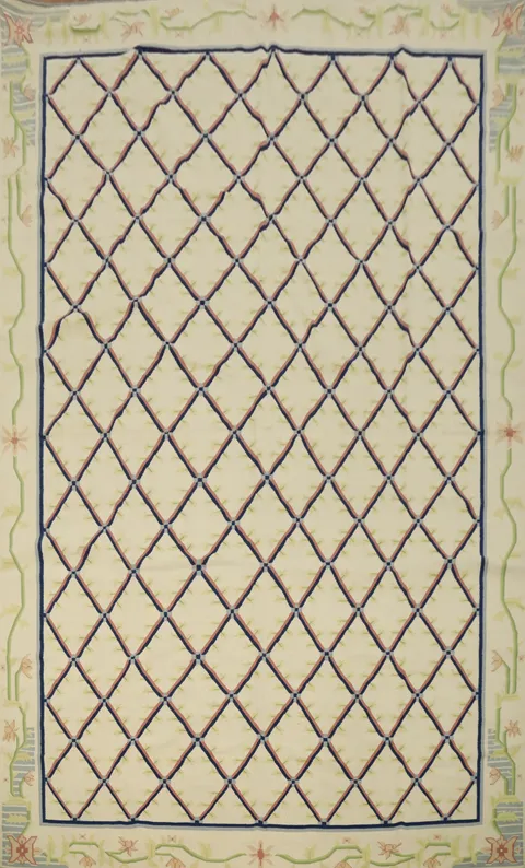 Trellis Wool Scandinavian Kilim Oriental Large Rug 12x17