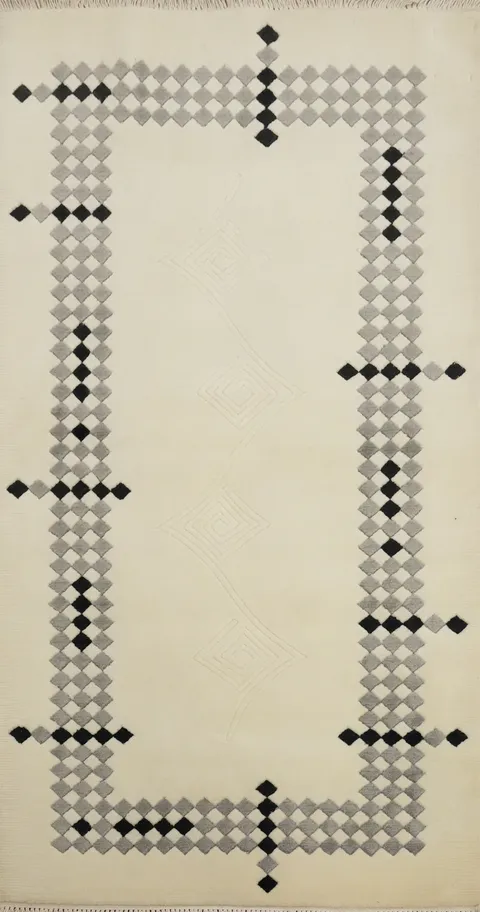 Modern Geometric Nepalese Oriental Rug 3x5