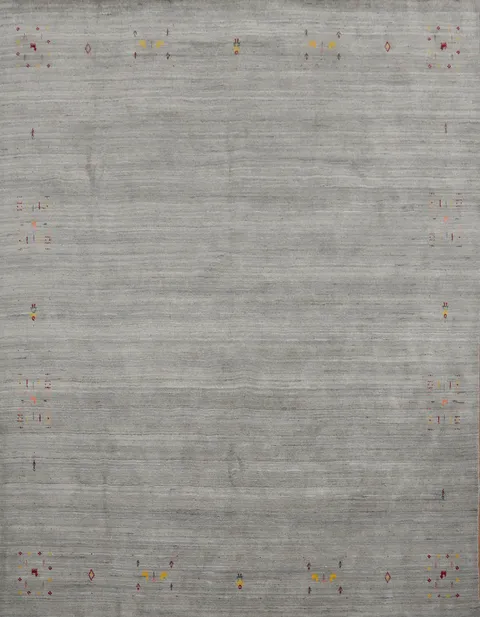 Elegant Gabbeh Area Rug 10x10 with Subtle Tribal Accents