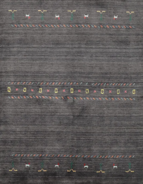 Tribal Gray Wool Gabbeh Oriental Rug 5x5