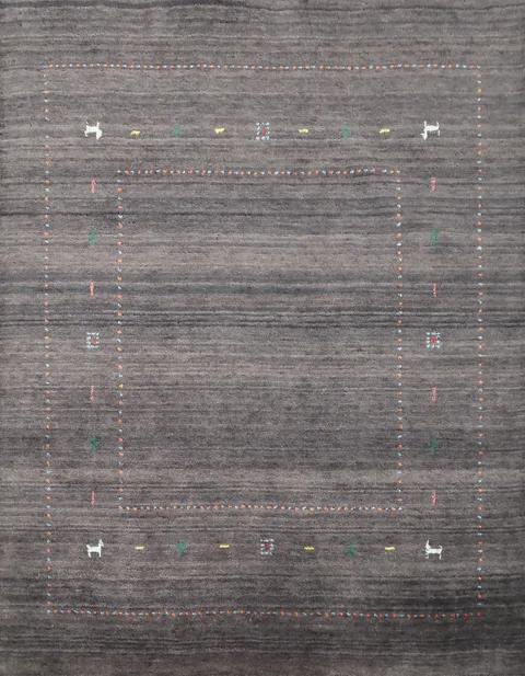 Timeless Gabbeh Rug 5x5 with Handcrafted Animal and Color Accents