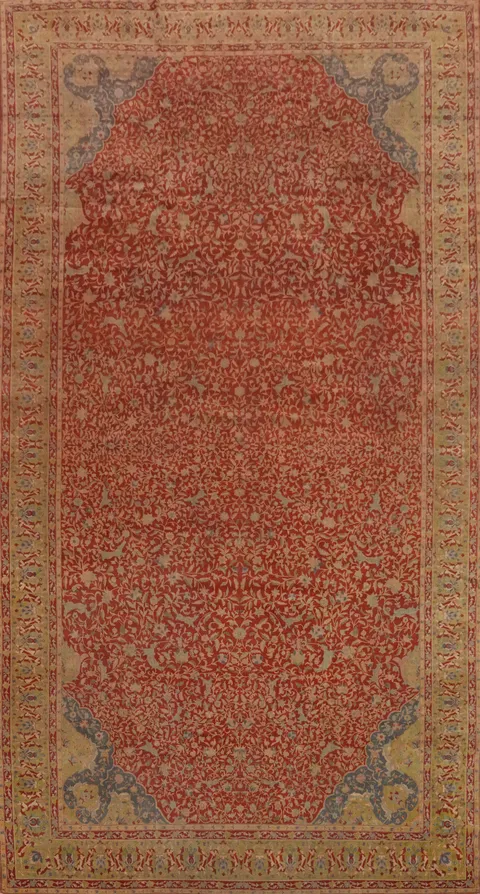 Pre-1900 Vegetable Dye Tabriz Haj Jalili Persian Large Rug 12x22