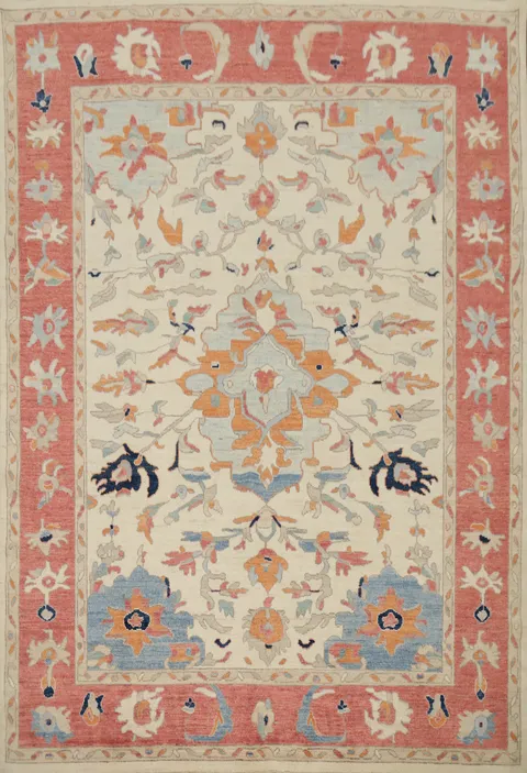 Vegetable Dye Floral Oushak Oriental Area Rug 8x10