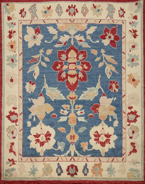 Vegetable Dye Ziegler Blue Square Area Rug 8x8