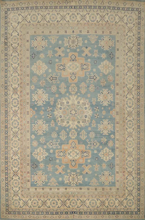 Handmade Blue Kazak Vegetable Dye Area Rug 9x11