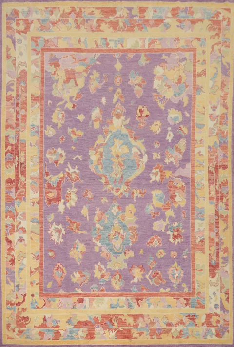 Purple Wool Oushak Vegetable Dye Area Rug 8x10