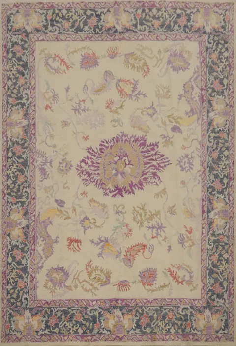 Floral Wool Oushak Vegetable Dye Area Rug 8x10