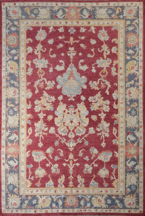Handmade Floral Oushak Vegetable Dye Area Rug 6x9