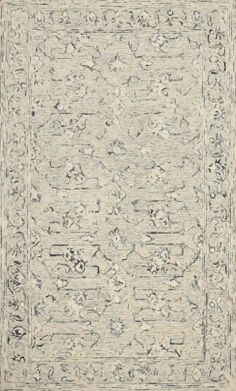 Elegant Neutral Modern Area Rug 5x8 with Intricate Floral Patterns