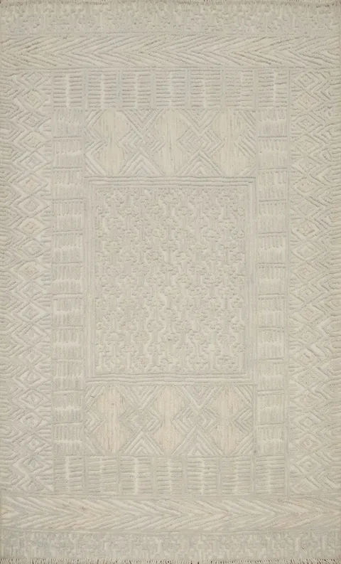 Contemporary Style: Minimalist Beige Modern Area Rug 5x8