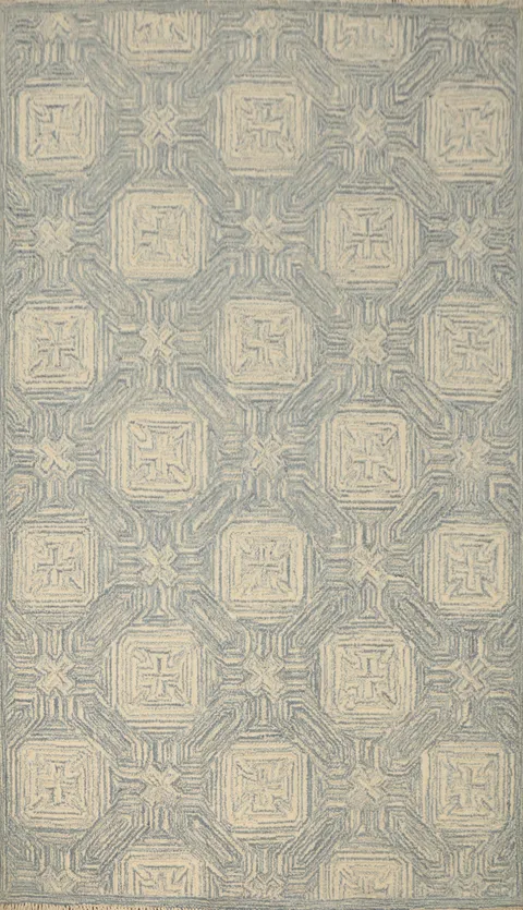 Tufted Modern Wool Oriental Area Rug 5x8