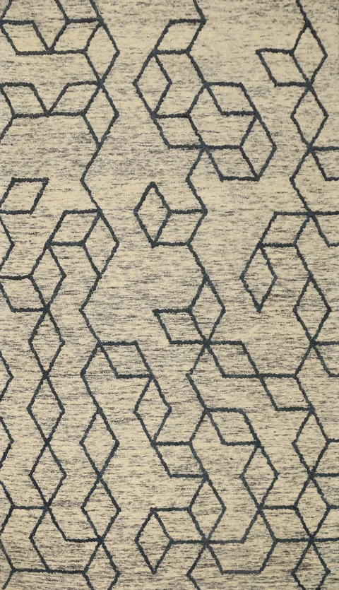 Tufted Elegance Modern Area Rug 5x8 with Interlocking Cubes