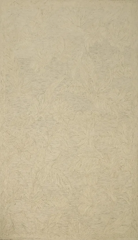Neutral Toned Abstract Area Rug 5x8 with Subtle Leaf Patterns