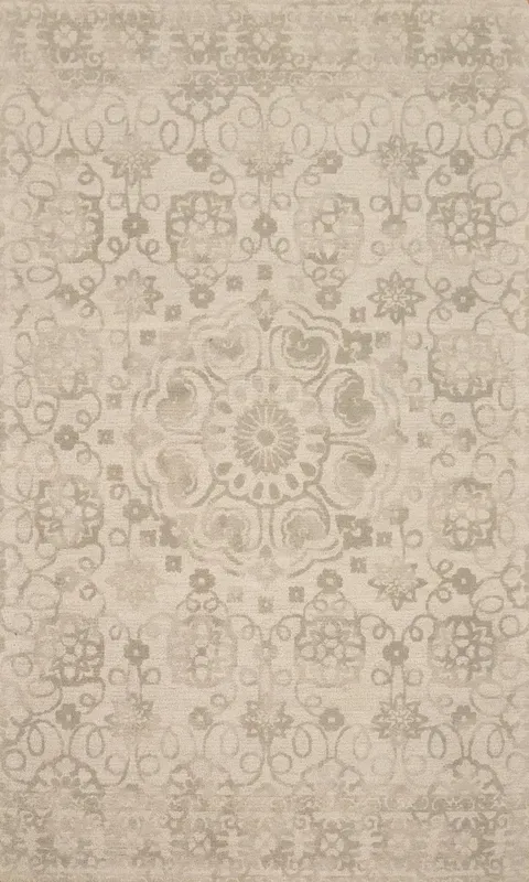 Elegant Floral Oriental Area Rug 5x8 with Soft Neutral Tones