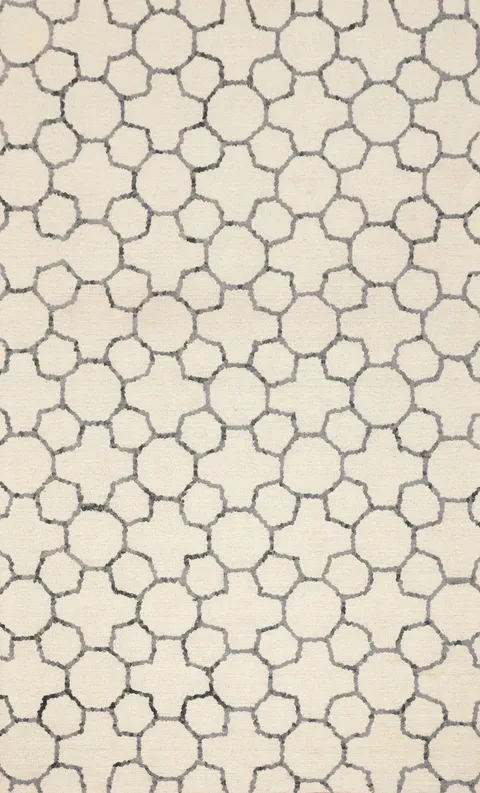 All-Over Wool Geometric Modern Area Rug 5x8