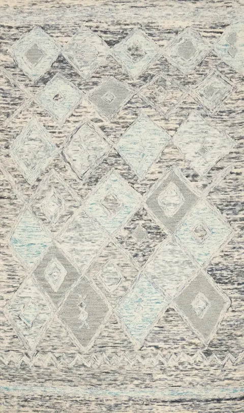 Modern Wool Geometric Oriental Area Rug 5x8