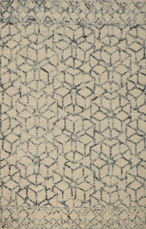 Sophisticated Symmetry Wool Geometric Modern Rug 5x7