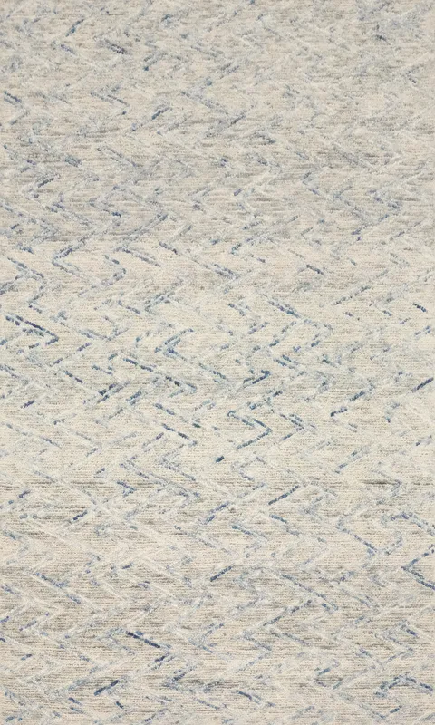 Minimalist Modern Area Rug 5x8 with Soft Blue Zigzag Patterns
