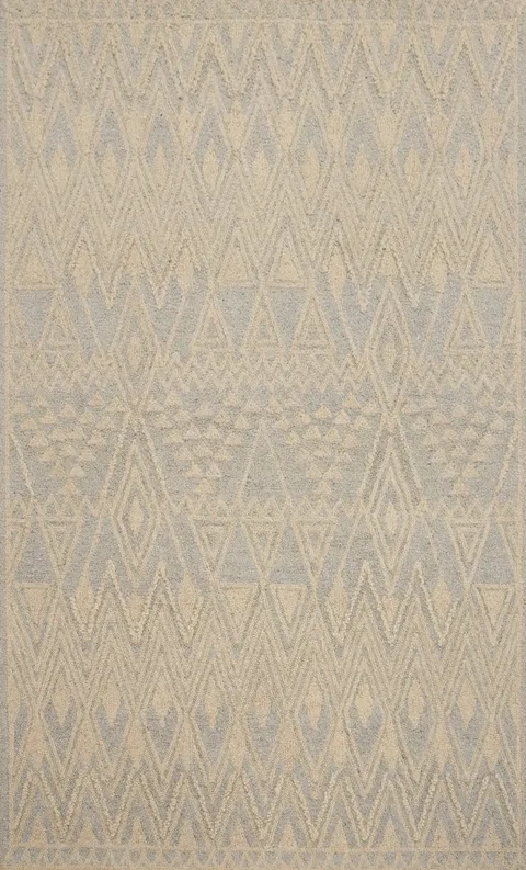 Geometric Trellis Wool Area Rug 5x8 with Subtle Triangular Design