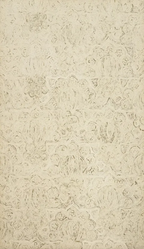Timeless Aesthetic: Neutral Beige Ornate Abstract Area Rug 5x8
