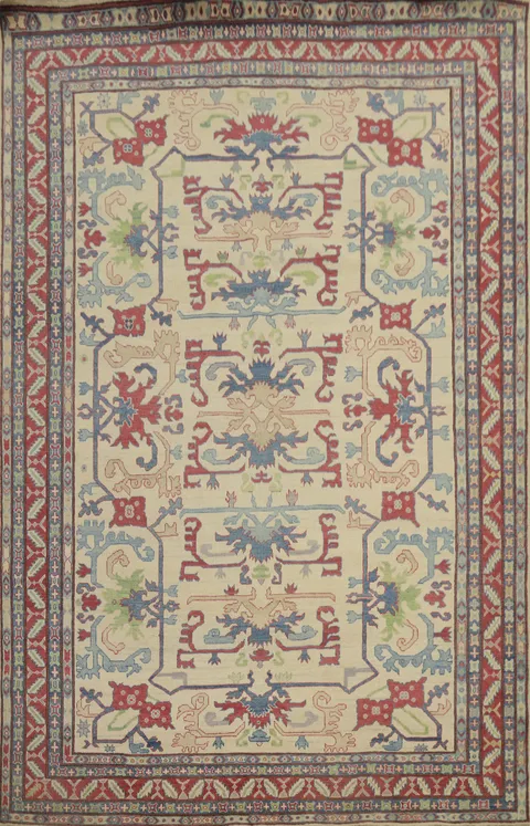Vegetable Dye Kazak Geometric Wool Area Rug 9x11