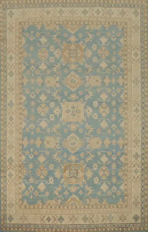 Handmade Blue Kazak Vegetable Dye Area Rug 9x12
