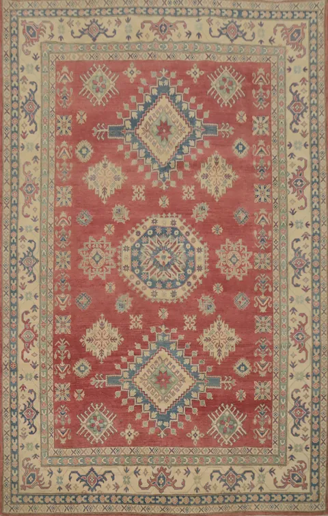 Vegetable Dye Kazak Geometric Wool Area Rug 8x11